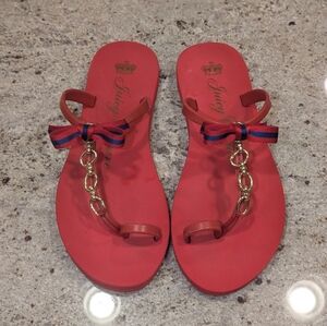 Juicy Couture Vintage Y2K Red And Blue Bow Sandals